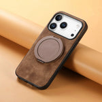 Skin-Feel Leather Case with 360° Rotating Ring for iPhone 17 Series