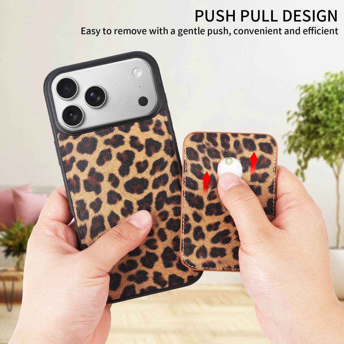 MagSafe Compatible Leather Case with Detachable Card Holder for iPhone 17 Series