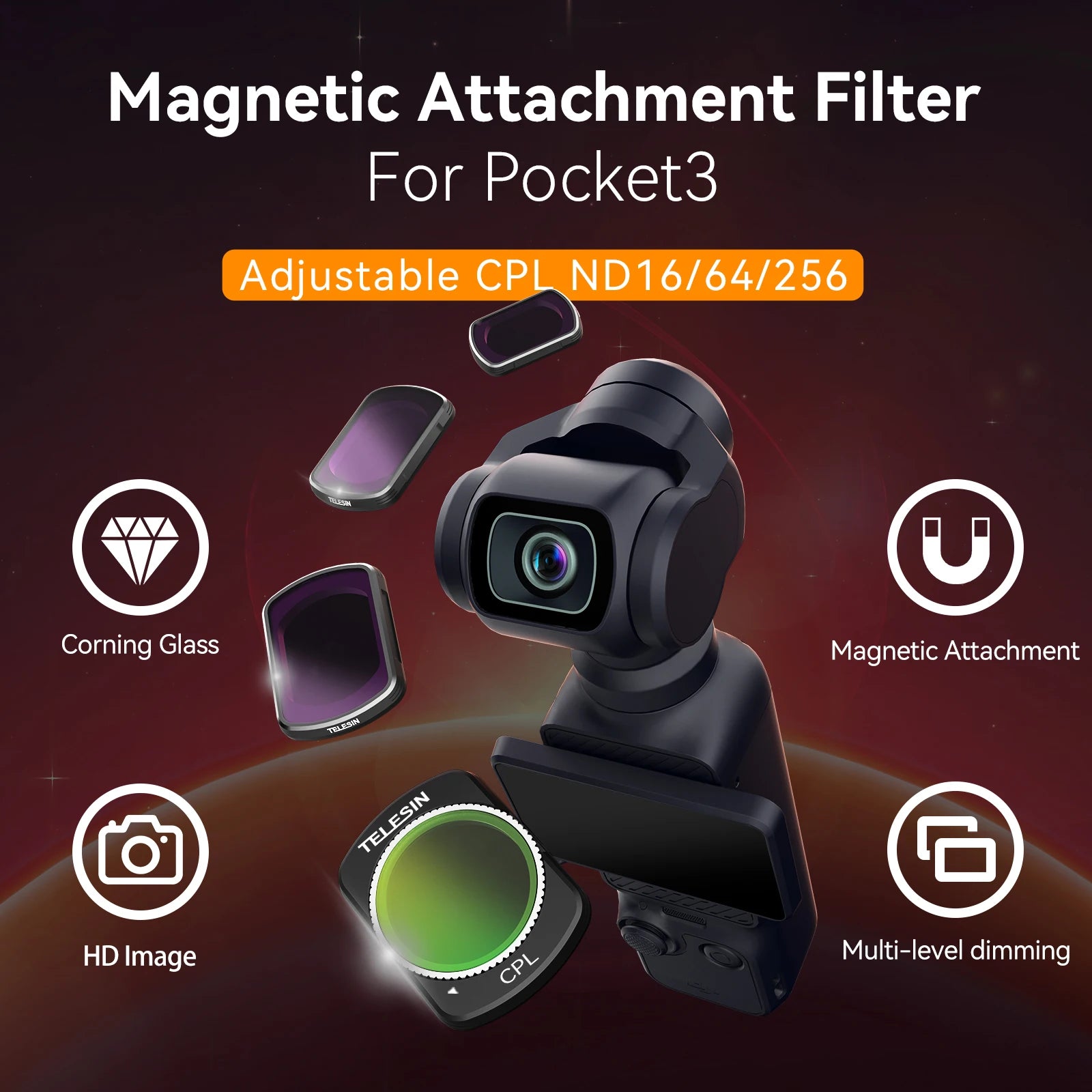 TELESIN Lens Filter Set for DJI Osmo Pocket 3 - Enhance Your Footage