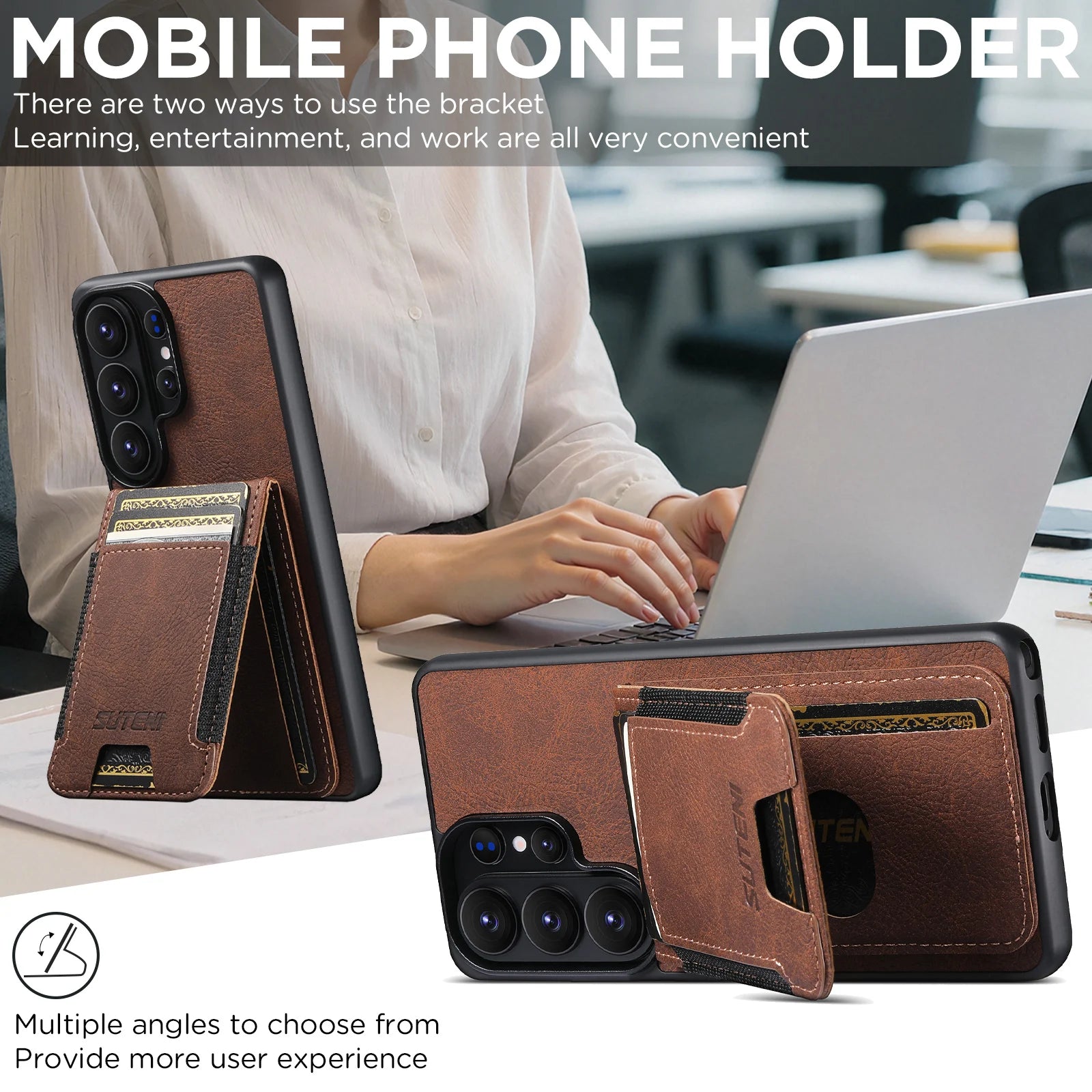 Lychee Grain Leather Case with Magnetic Closure for Samsung Galaxy S26 Ultra