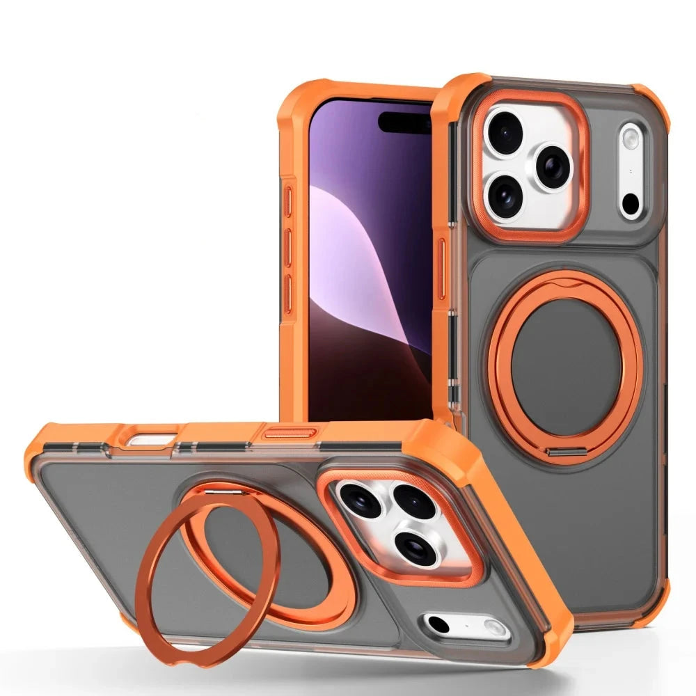 Matte Translucent MagSafe Case with 360° Rotatable Kickstand for iPhone 17 Series
