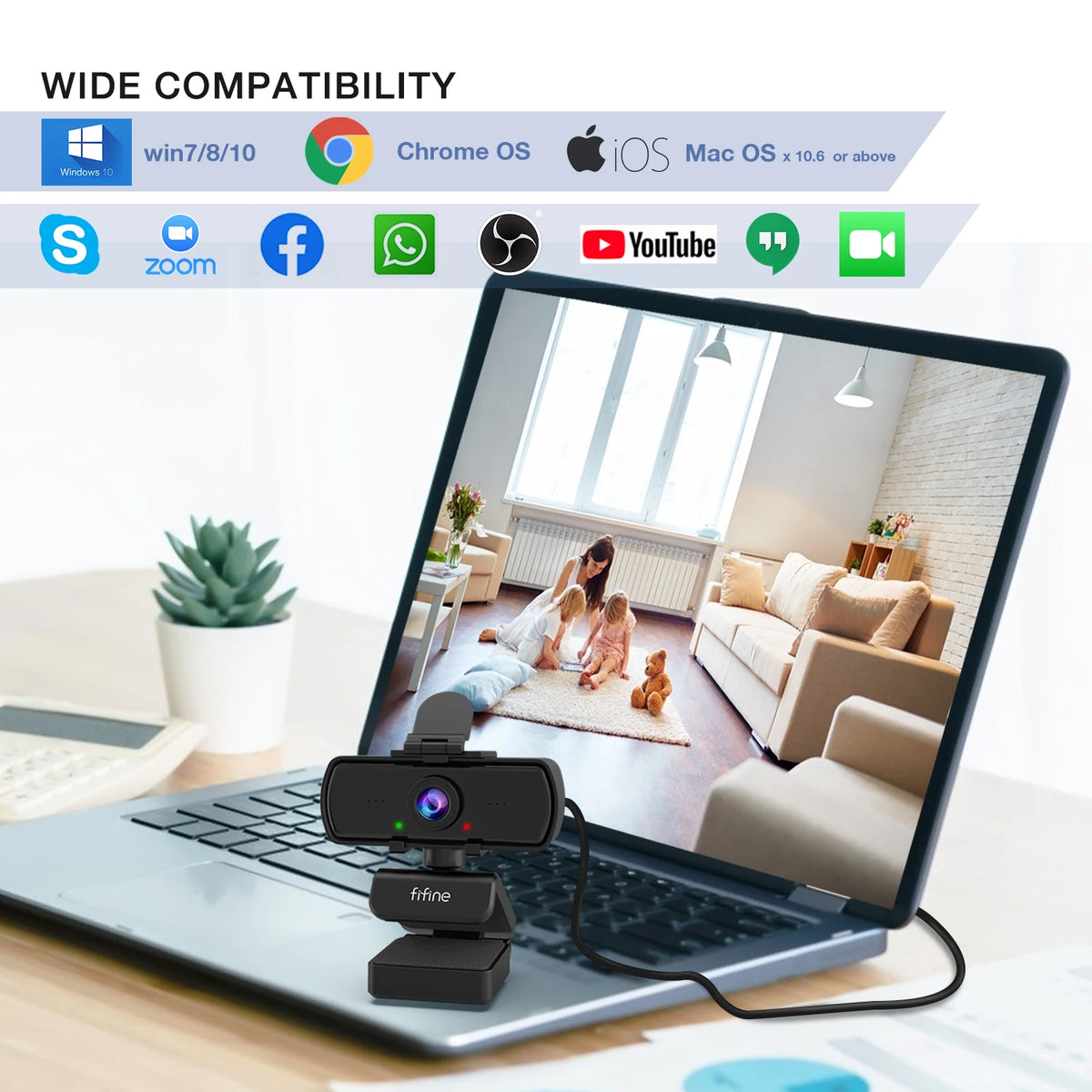 FIFINE K420 1440p Webcam with Built-in Microphone
