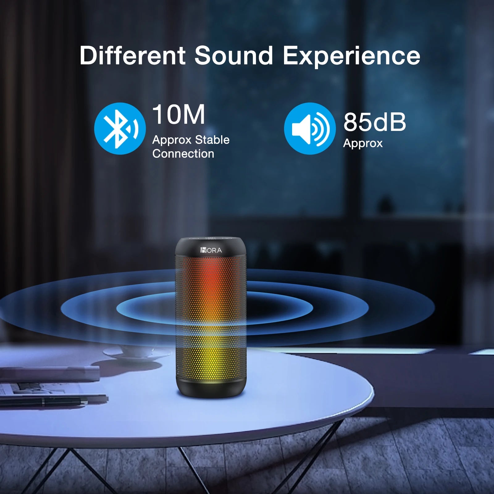 1HORA Portable Bluetooth Speaker with RGB Breathing Light
