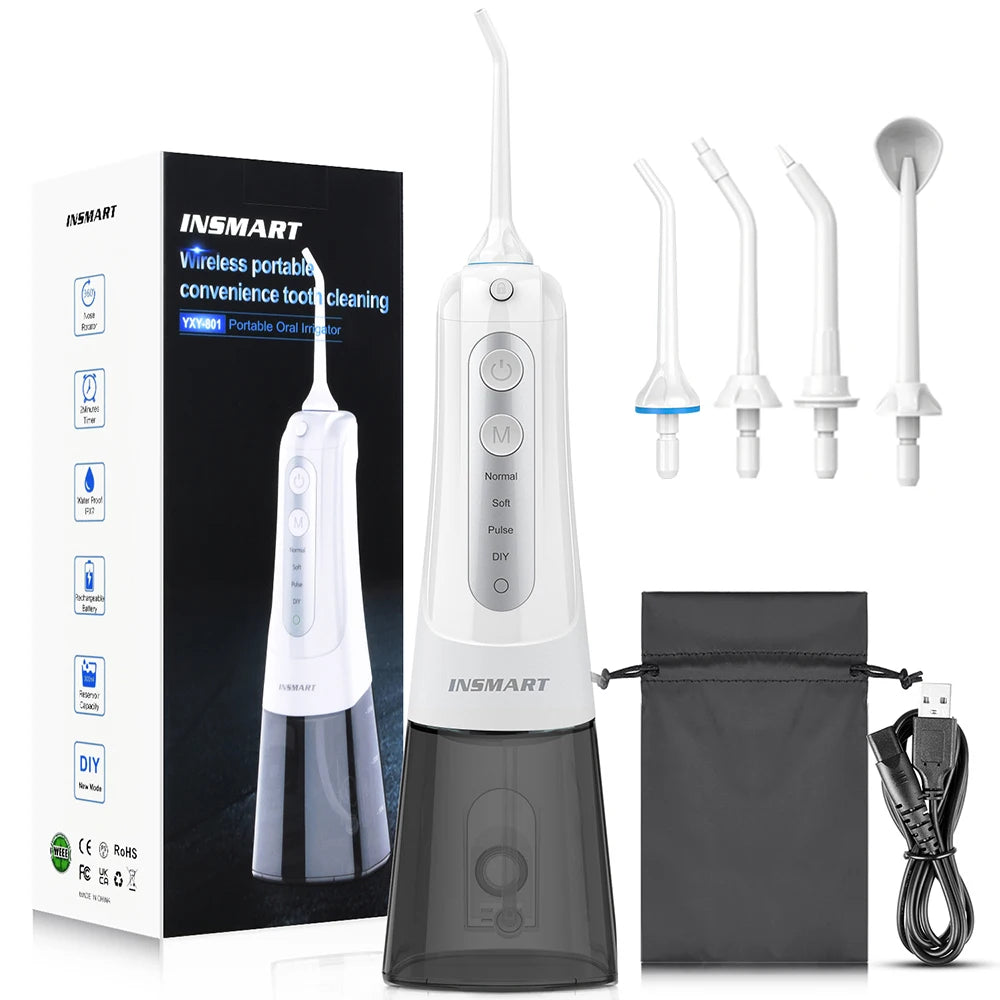 INSMART Portable Oral Irrigator with 300ML Water Tank for Deep Clean
