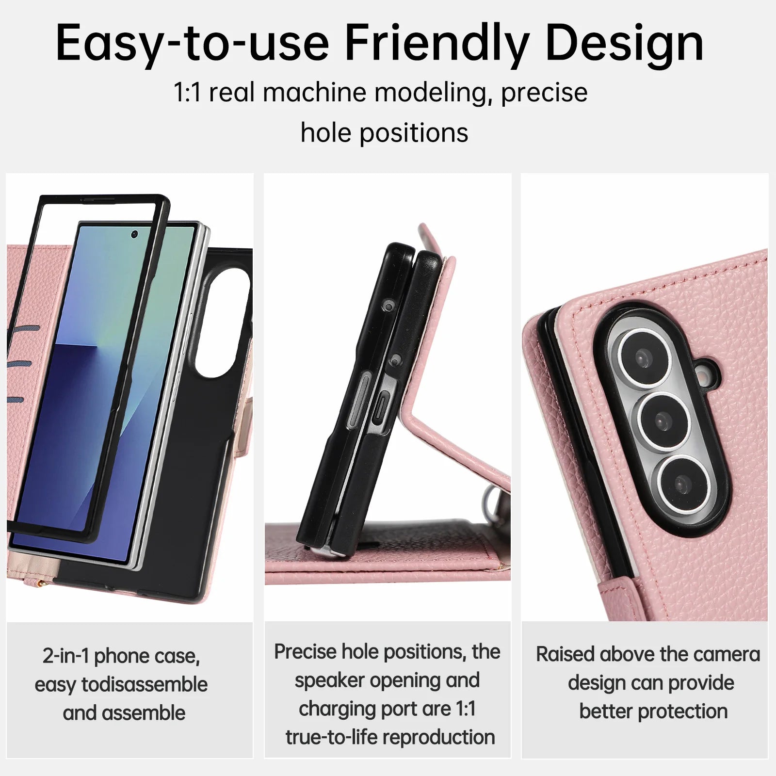 Crossbody Leather Wallet Case with Zipper Card Holder for Samsung Galaxy Z Fold 8 Ultra