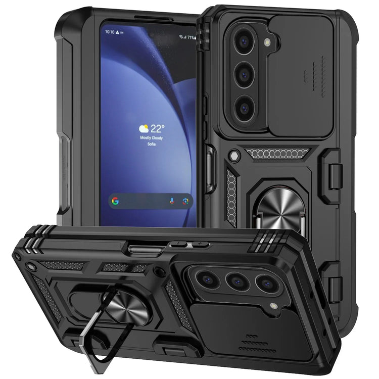 360° Protection Slide Camera Lens Armor Case with Ring Holder for Samsung Galaxy Z Fold 7