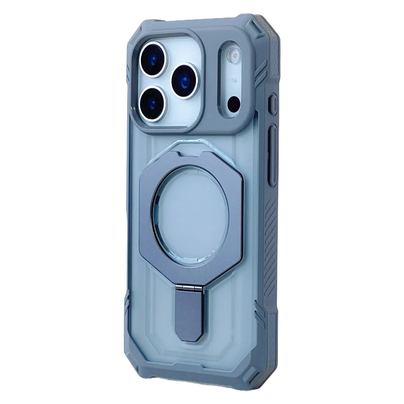 Frosted Translucent Shockproof MagSafe Armor Case with Kickstand for iPhone 17 Series