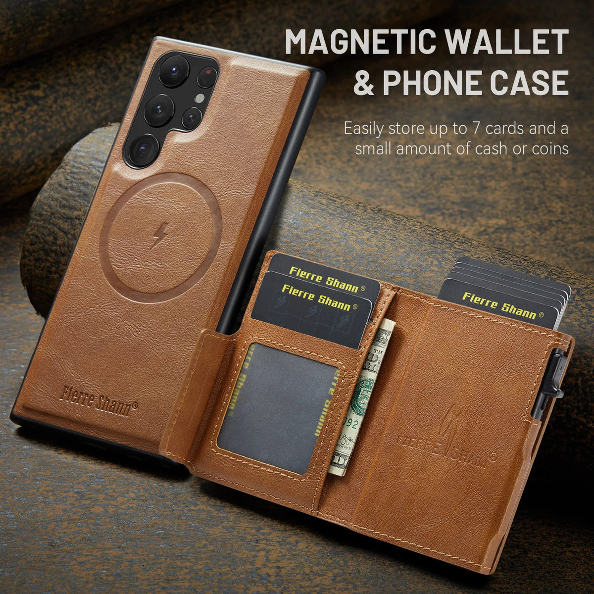 Leather Detachable Magnetic Card Holder Case with Zipper Pouch for Samsung Galaxy S26 Series