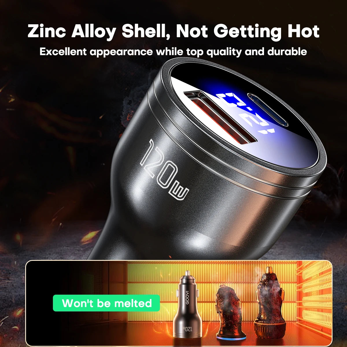 QOOVI 120W Dual-Port USB-C Car Charger