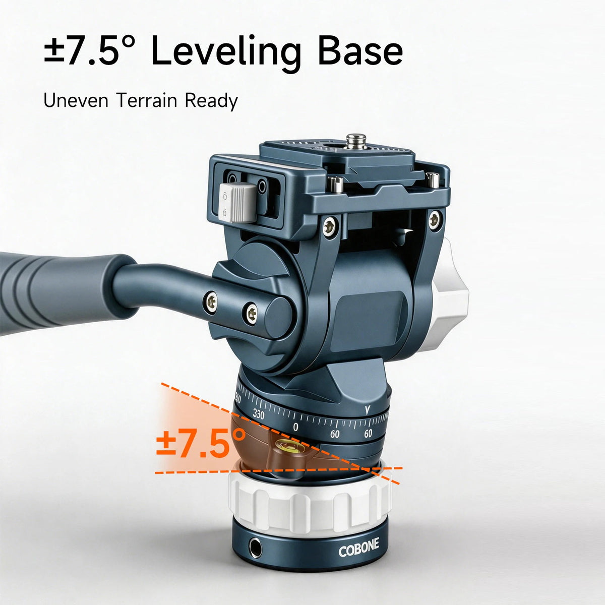 COBONE Detachable Fluid Video Tripod Head With ±7.5° Leveling Base
