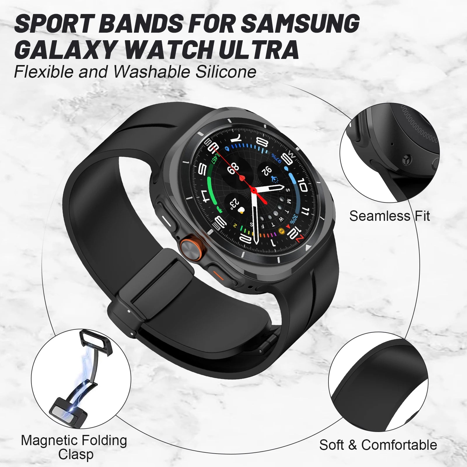 Silicone Magnetic Strap for Samsung Galaxy Watch Ultra and Samsung Galaxy Watch Ultra (2025)