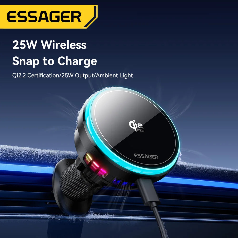 Essager Qi 25W Car Charger & Magnetic Phone Holder