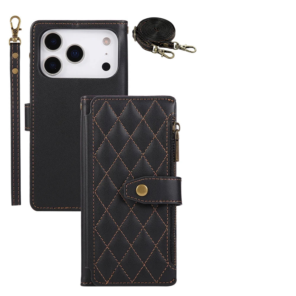 iPhone 17 Series Crossbody Purse Case with Wrist Strap