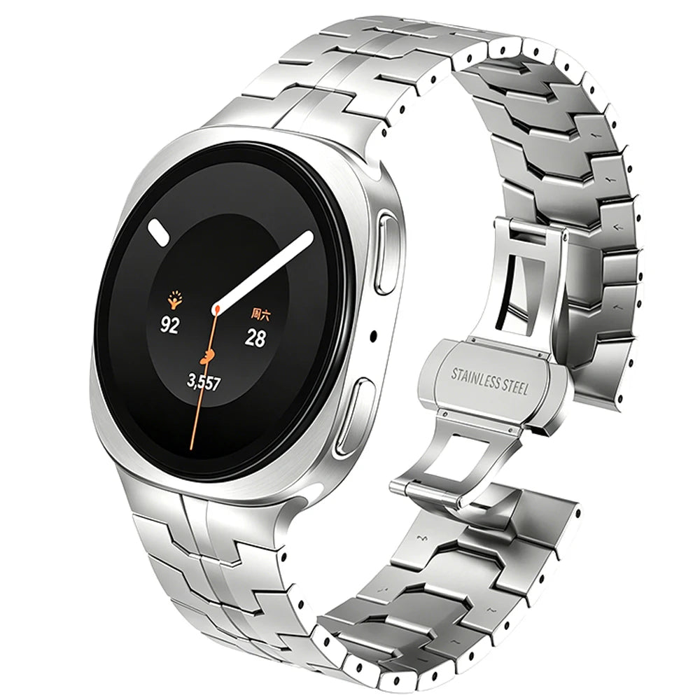 Metal Bracelet Strap with Butterfly Folding Clasp for Samsung Galaxy Watch 9