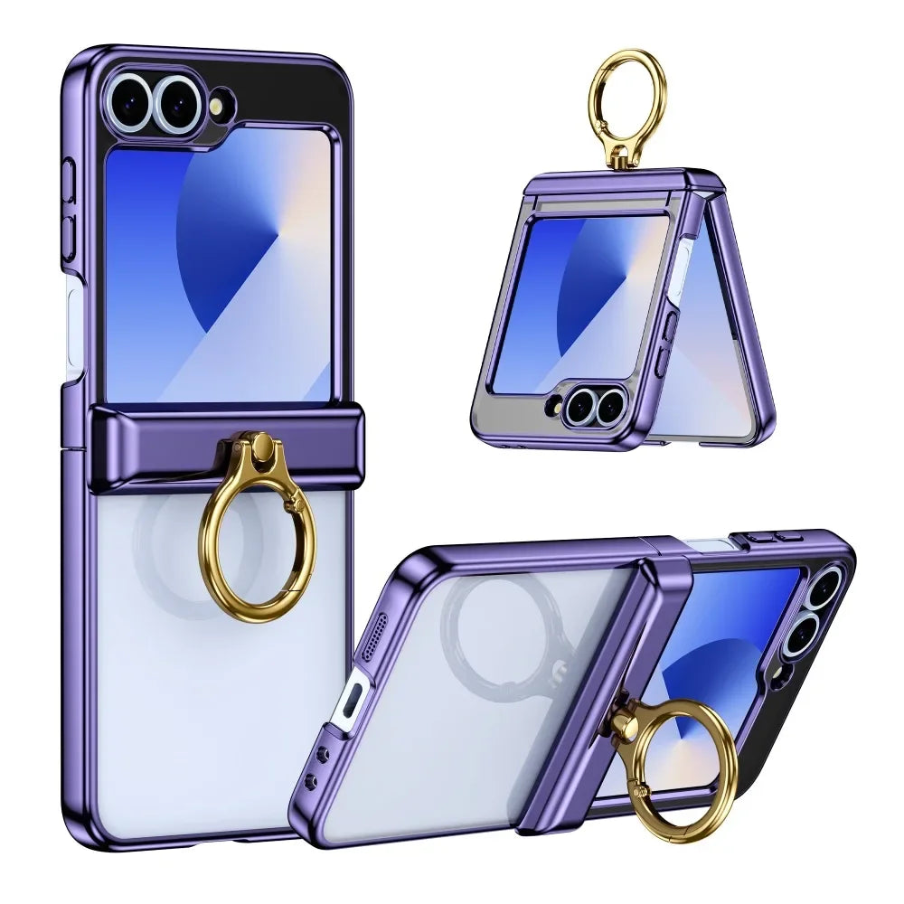 Luxury Hard Protective Case with Ring for Samsung Galaxy Z Flip 6