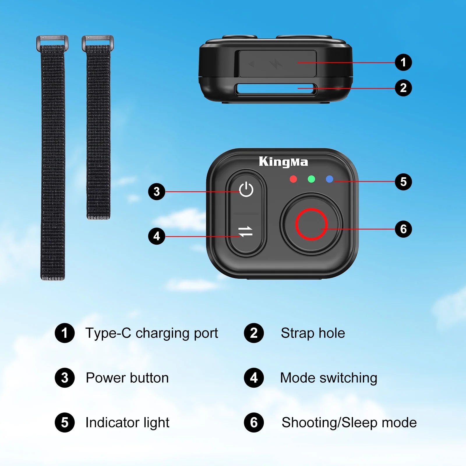 KingMa Bluetooth Wrist Remote Controller for DJI Action Cameras