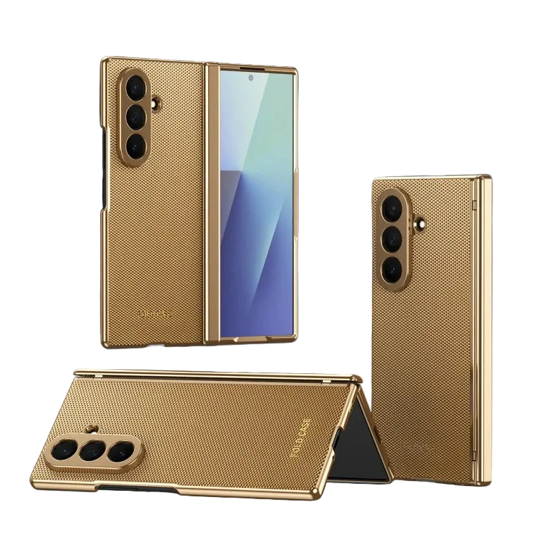 Premium Electroplated Leather Case with Built-In Screen Protector for Samsung Galaxy Z Fold 8 Ultra