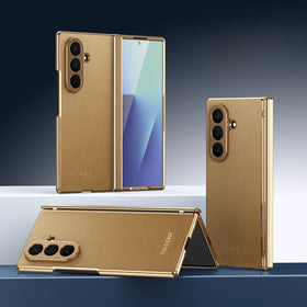 Premium Electroplated Leather Case with Built-In Screen Protector for Samsung Galaxy Z Fold 8 Ultra