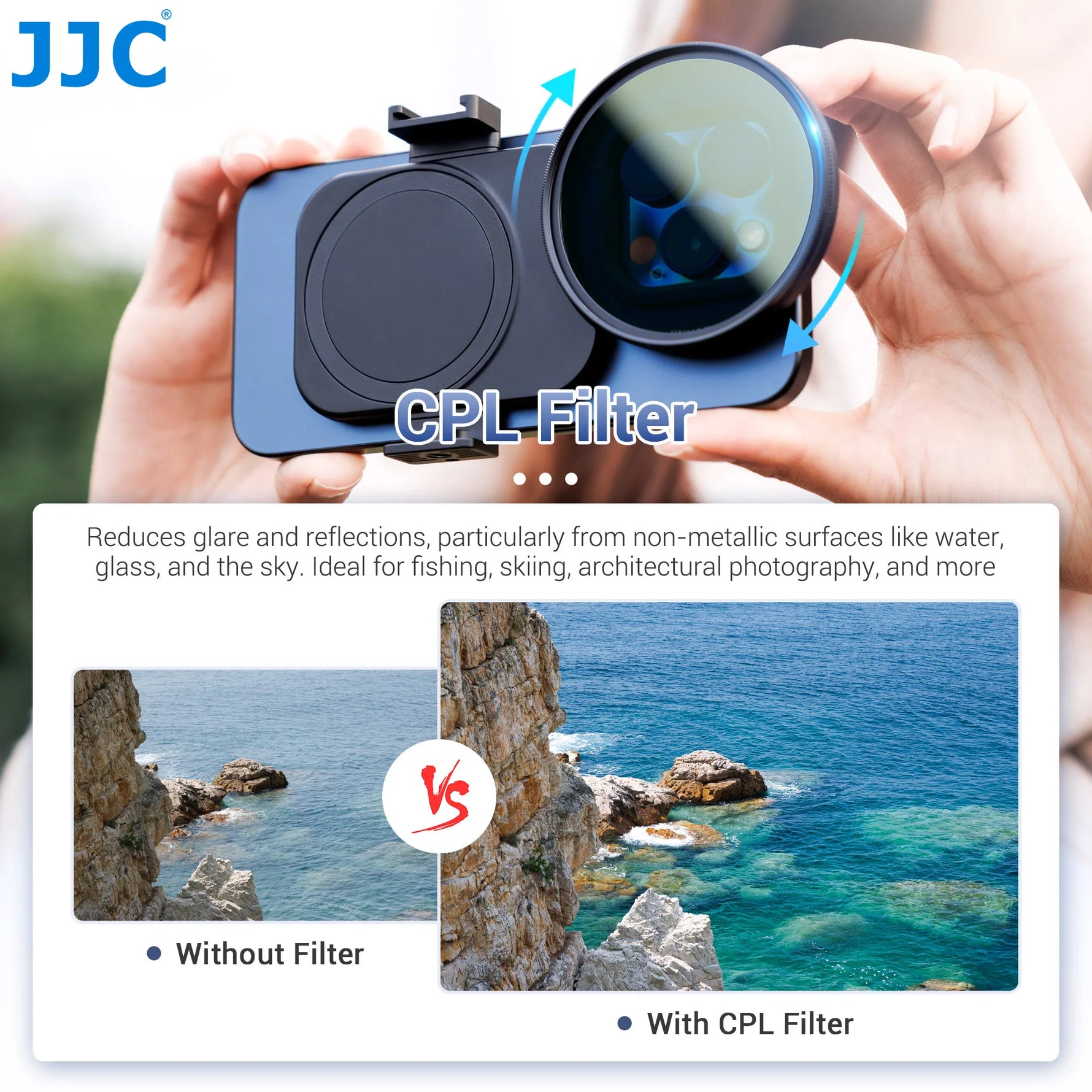 JJC 67mm Variable ND Filter Kit ND2–128 for iPhone