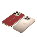 Luxury Plated Leather Shockproof Case with Full Lens Protection for iPhone 16 Series
