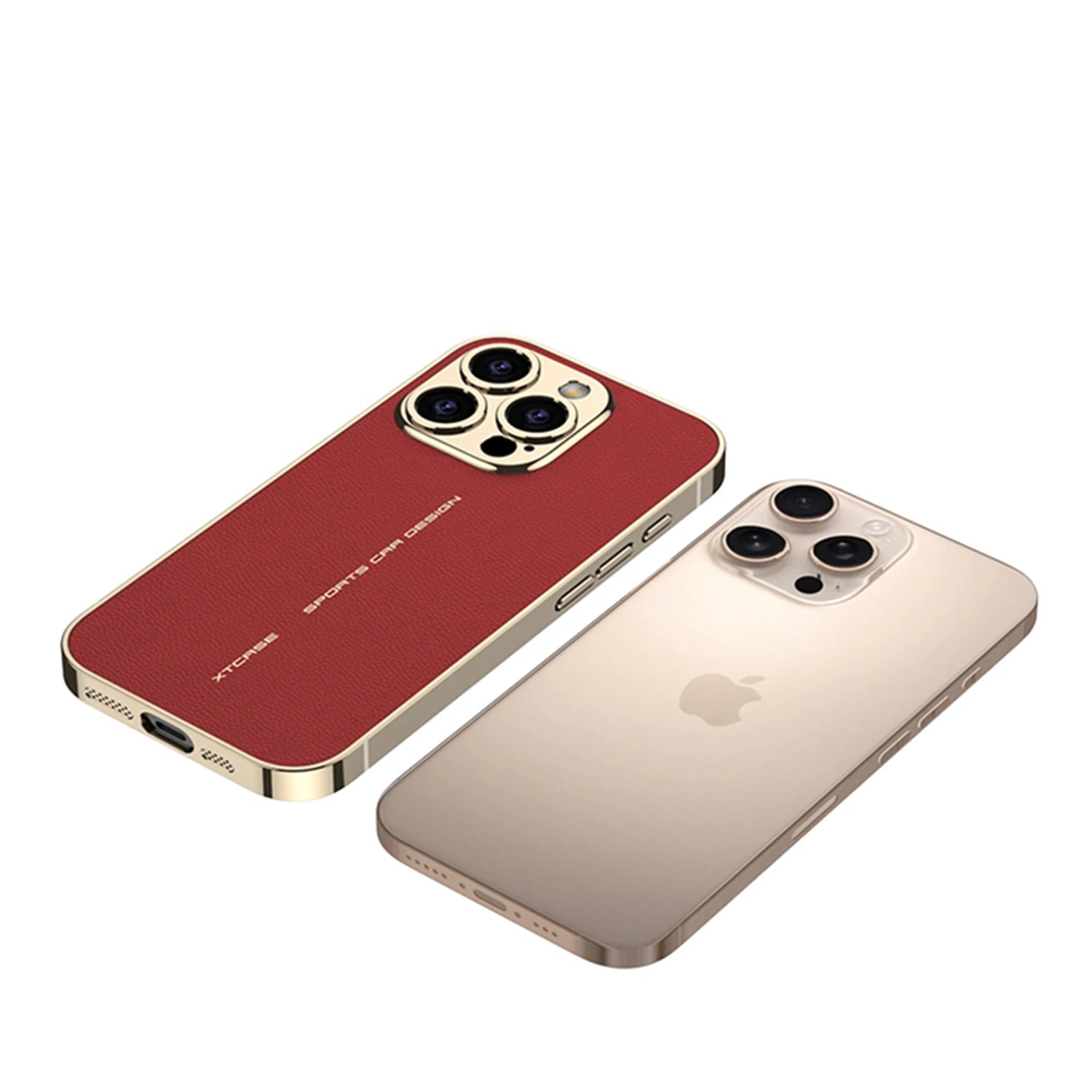 Luxury Plated Leather Shockproof Case with Full Lens Protection for iPhone 16 Series