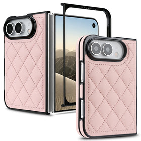 Diamond-Pattern Quilted Foldable Case with 360° Hinge for iPhone Duo