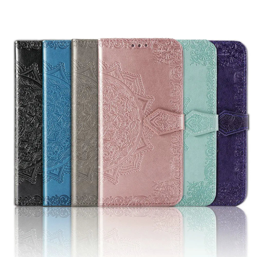 Premium Leather 3D Engraved Flip Wallet Case for iPhone 17 Series