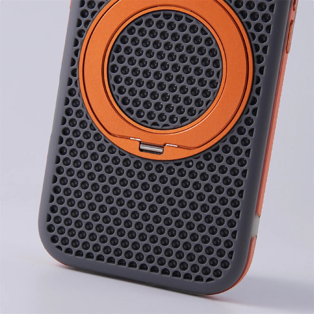 MagSafe Rotating Ring Stand Case with Mesh Back for iPhone 18 Series