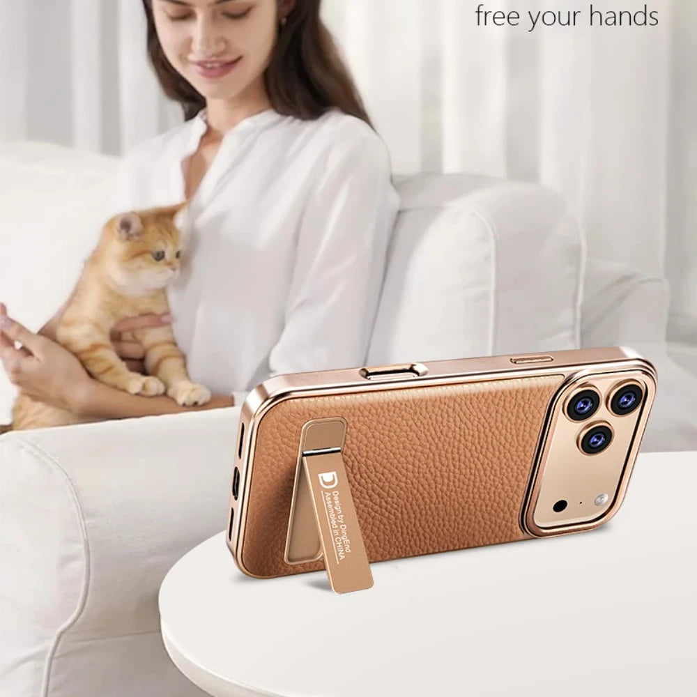 iPhone 17 Series Protective Leather Case with Electroplated Lens Guard