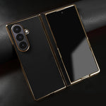 Genuine Leather Case with Raised Camera Protection Ring for Samsung Galaxy Z Fold 7