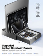 Adjustable Vertical Laptop Stand with Storage Drawer