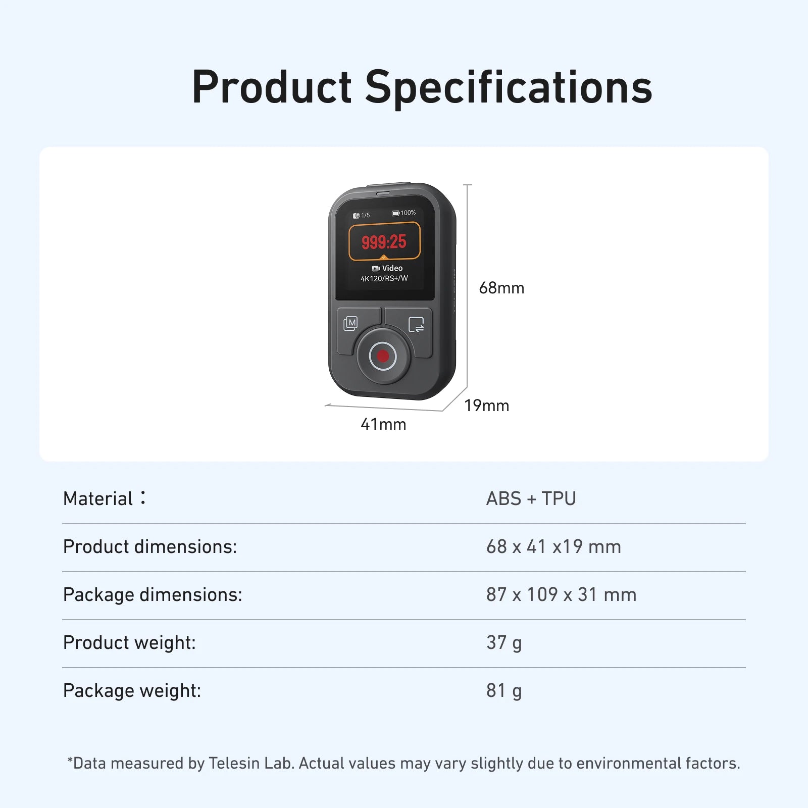 TELESIN 60M Remote Control for DJI Osmo Action Cameras