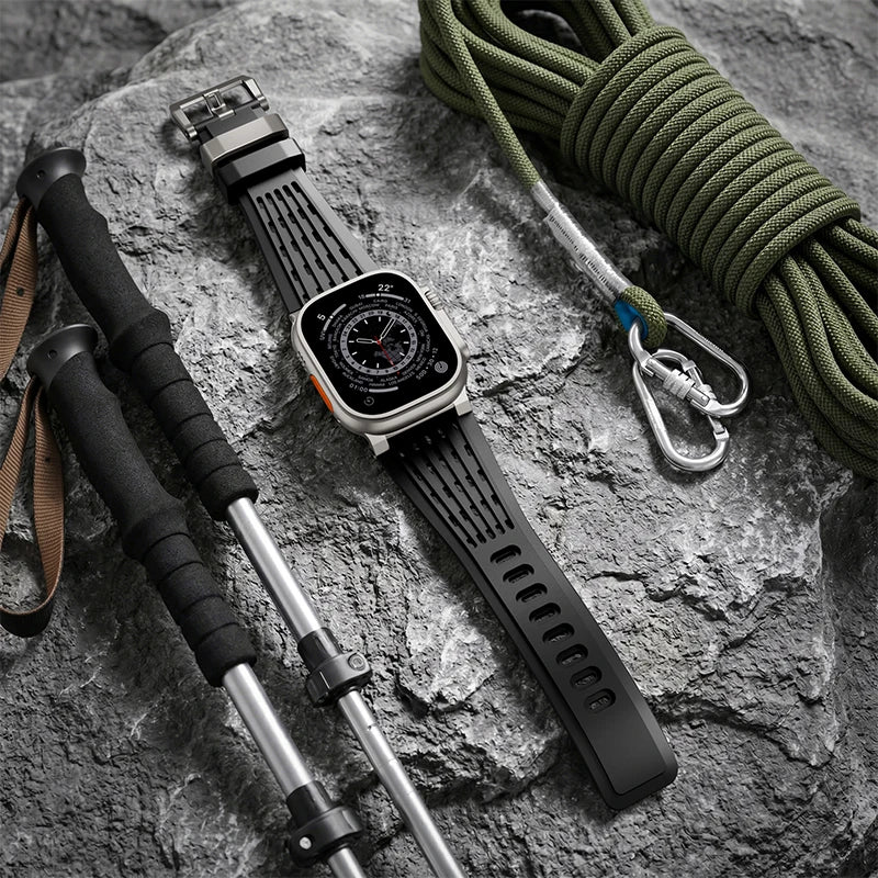 Perforated Silicone Band with Sweat-Wicking Ventilation for Apple Watch