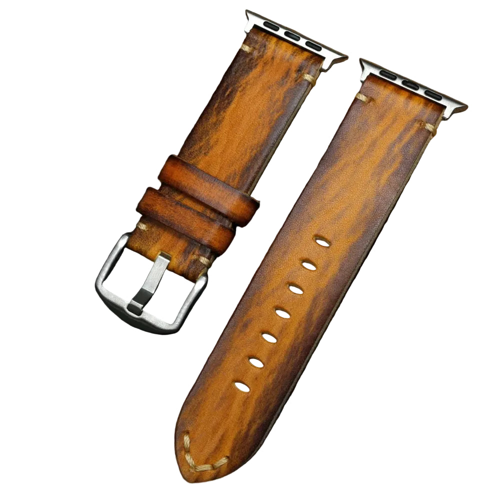 Hand-Polished Retro Leather Strap for Apple Watch