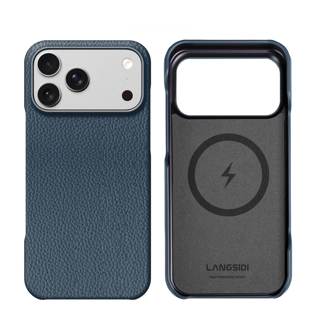 Textured Leather MagSafe Case with Built-in Wireless Charging Ring for iPhone 18 Series
