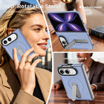 Faux Leather MagSafe Kickstand Case with 360° Rotating Stand for iPhone Duo