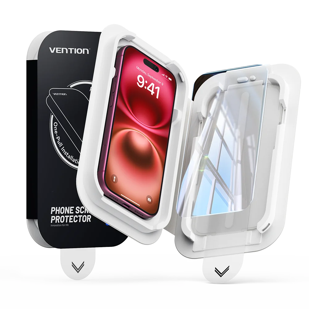 Vention HD Tempered Glass Screen Protector with Auto-Alignment Applicator for iPhone 17 Series