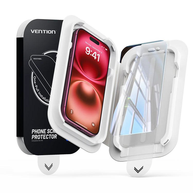 Vention HD Tempered Glass Screen Protector with Auto-Alignment Applicator for iPhone 17 Series