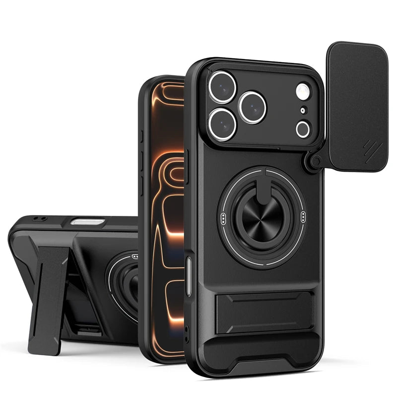 MagSafe Compatible Case for iPhone 17 Series with Rotating Ring and Camera Cover