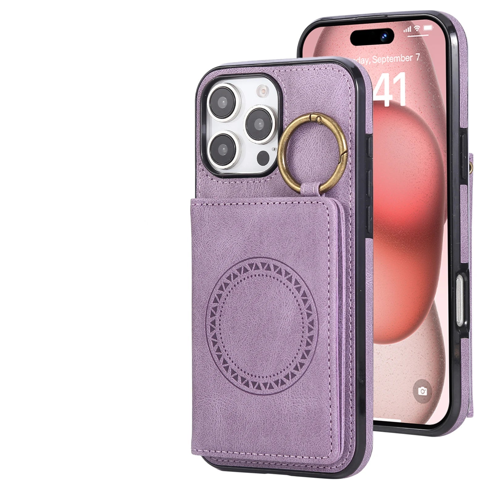 Crossbody Magnetic Leather Wallet Case for iPhone 15 Series