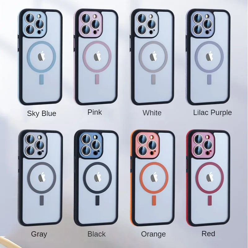 Shockproof Clear Colorful MagSafe Case with Glass Camera Protection for iPhone 16 Series