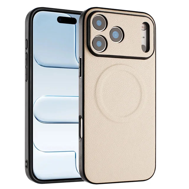 Litchi-Textured MagSafe Case with Raised Camera Protection for iPhone 17 Series