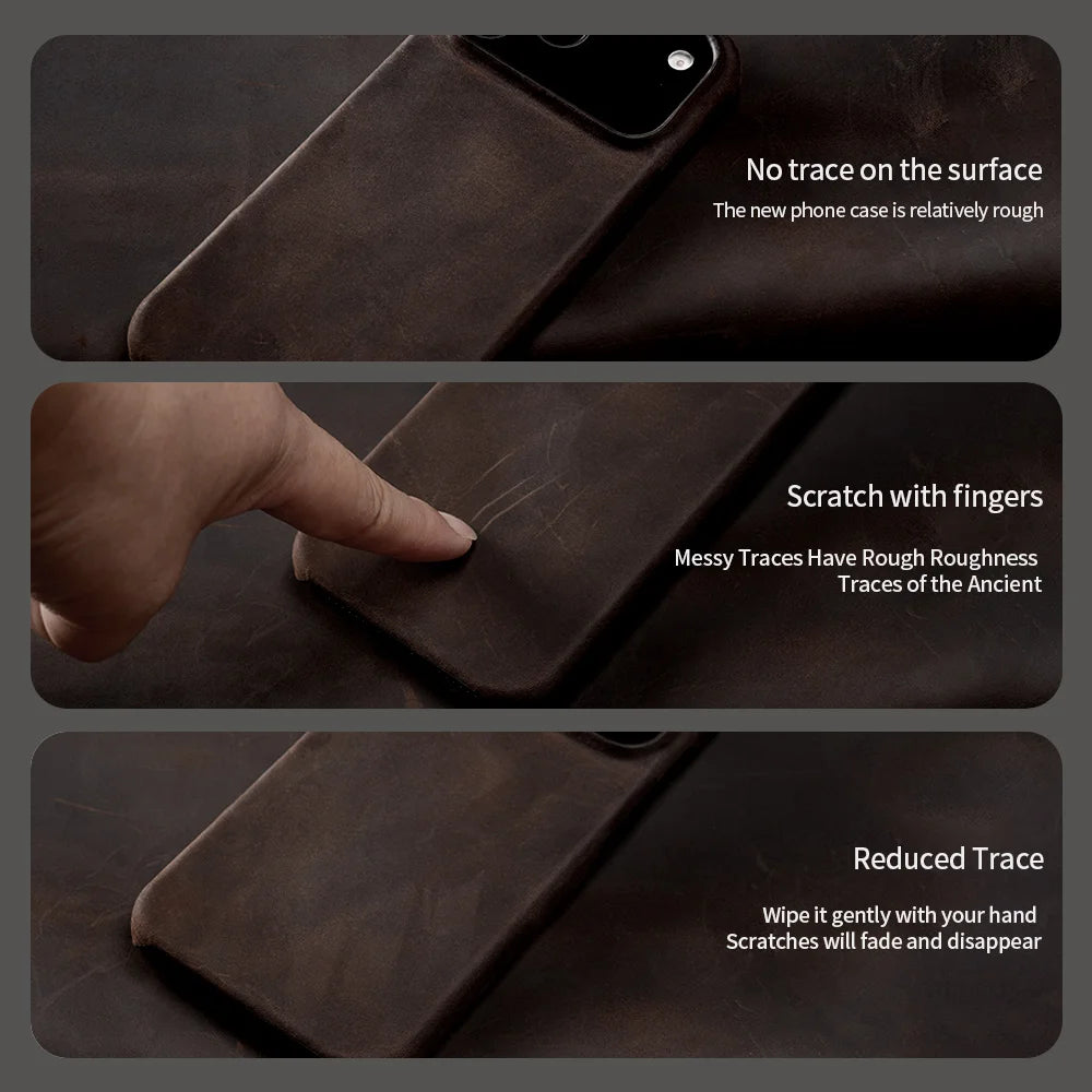 Premium Cowhide Crazy Horse Case for iPhone 17 Series