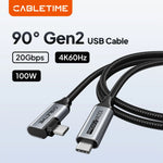 CABLETIME 100W PD 90-Degree USB-C Cable