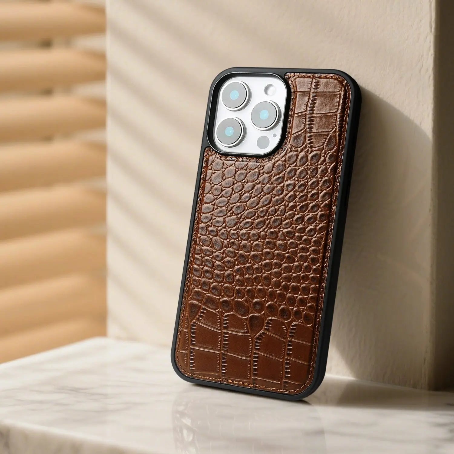 Premium Crocodile Pattern Genuine Leather Case for iPhone 16 Series