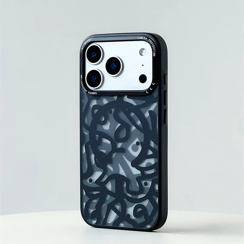 Frosted Graffiti MagSafe Case with Alloy Lens Cover for iPhone 17 Series