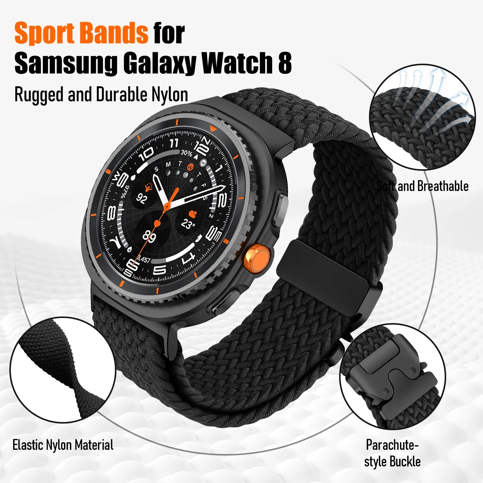 Parachute Braided Nylon Band for Samsung Galaxy Watch 8 / Galaxy Watch 8 Classic