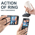 Textured Leather Magnetic Case with Rotating Ring for Samsung Galaxy Z Flip 8
