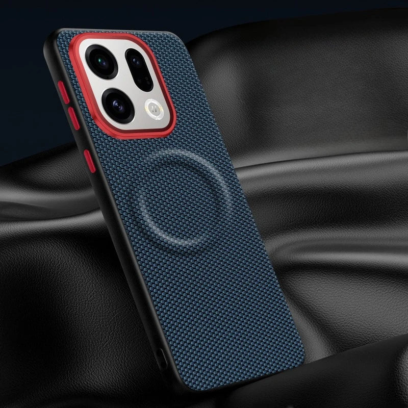 Woven Leather Magnetic Phone Case for OPPO Find X9 / X9 Pro