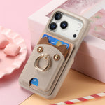 Premium Lychee Pattern Leather Wallet Case with Ring Holder & Vertical Card Slot for iPhone 17 Series